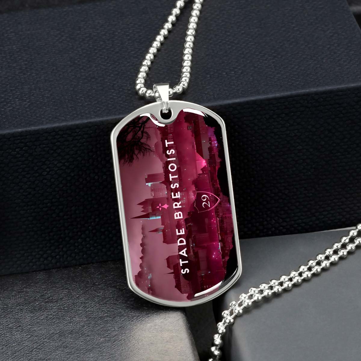 Soccer Dog Tag Necklace - SCD032 - Stade Brestoist 29 - Military Ball Chain