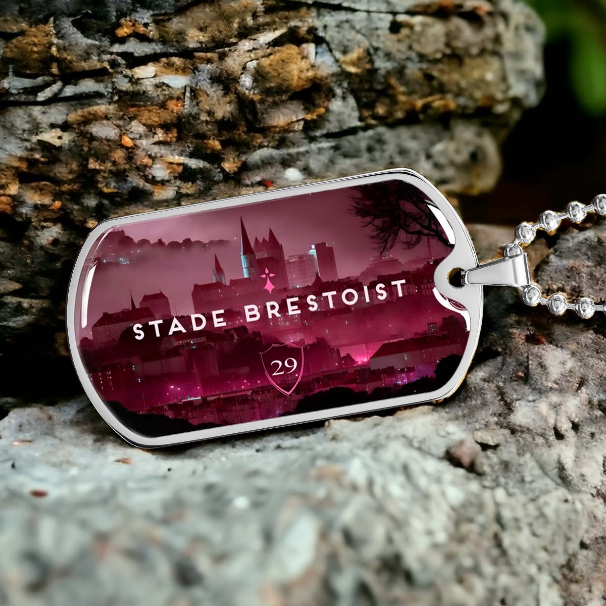 Soccer Dog Tag Necklace - SCD032 - Stade Brestoist 29 - Military Ball Chain