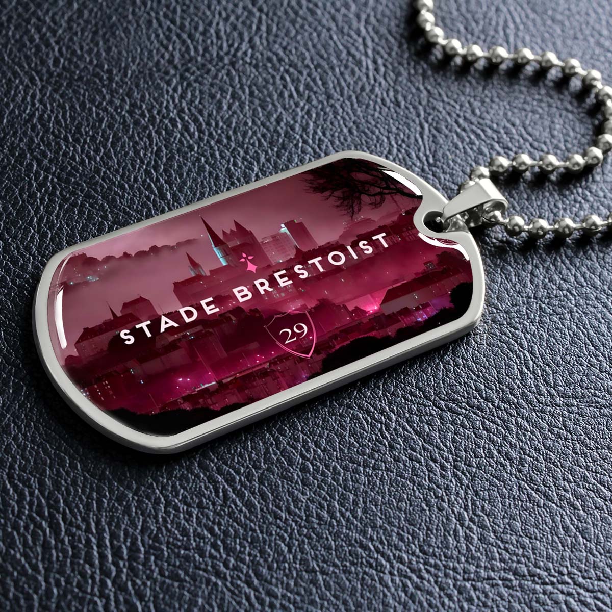 Soccer Dog Tag Necklace - SCD032 - Stade Brestoist 29 - Military Ball Chain