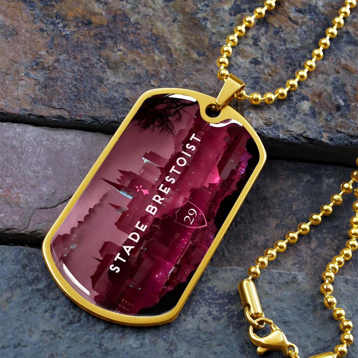 Soccer Dog Tag Necklace - SCD032 - Stade Brestoist 29 - Military Ball Chain