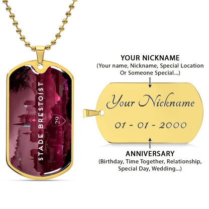 Soccer Dog Tag Necklace - SCD032 - Stade Brestoist 29 - Military Ball Chain