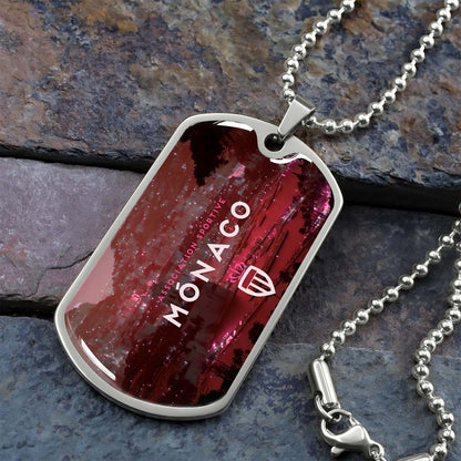 Soccer Dog Tag Necklace - SCD033 - AS Monaco - Association Sportive Monaco - Football Club - Military Ball Chain