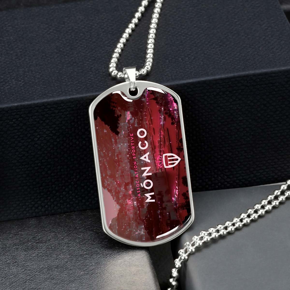 Soccer Dog Tag Necklace - SCD033 - AS Monaco - Association Sportive Monaco - Football Club - Military Ball Chain