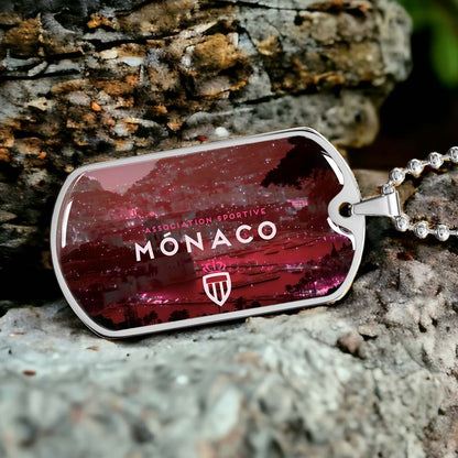 Soccer Dog Tag Necklace - SCD033 - AS Monaco - Association Sportive Monaco - Football Club - Military Ball Chain