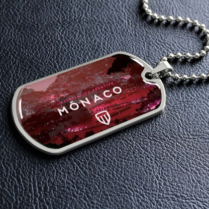 Soccer Dog Tag Necklace - SCD033 - AS Monaco - Association Sportive Monaco - Football Club - Military Ball Chain