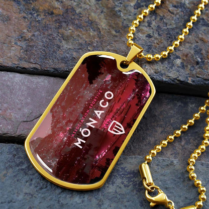 Soccer Dog Tag Necklace - SCD033 - AS Monaco - Association Sportive Monaco - Football Club - Military Ball Chain