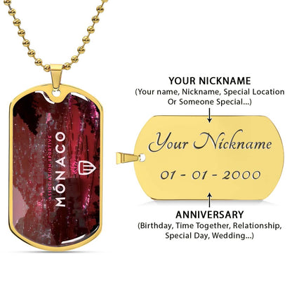 Soccer Dog Tag Necklace - SCD033 - AS Monaco - Association Sportive Monaco - Football Club - Military Ball Chain
