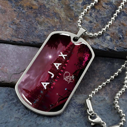 Soccer Dog Tag Necklace - SCD035 - Ajax Amsterdam - Military Ball Chain