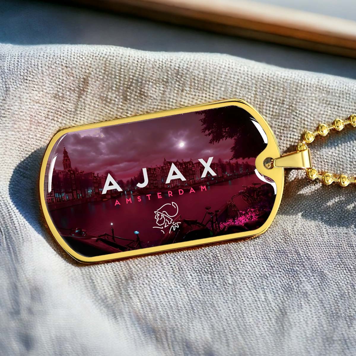 Soccer Dog Tag Necklace - SCD035 - Ajax Amsterdam - Military Ball Chain