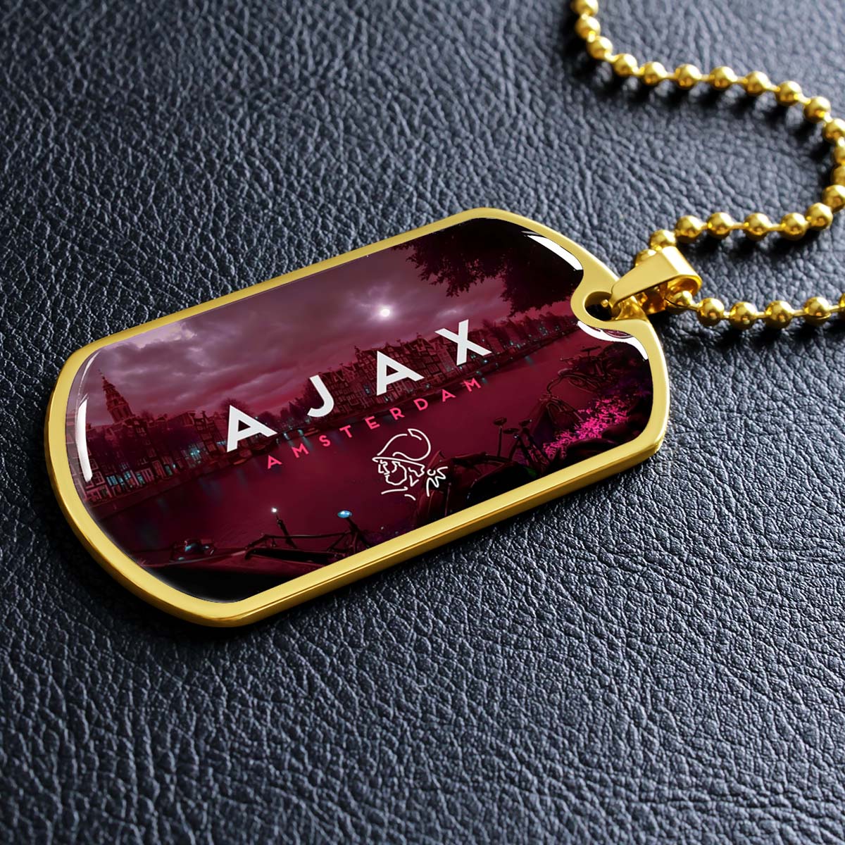 Soccer Dog Tag Necklace - SCD035 - Ajax Amsterdam - Military Ball Chain