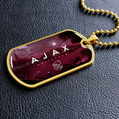 Soccer Dog Tag Necklace - SCD035 - Ajax Amsterdam - Military Ball Chain