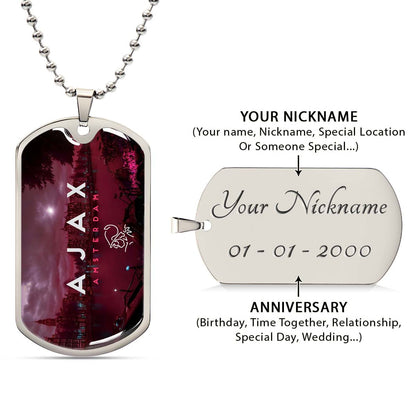 Soccer Dog Tag Necklace - SCD035 - Ajax Amsterdam - Military Ball Chain
