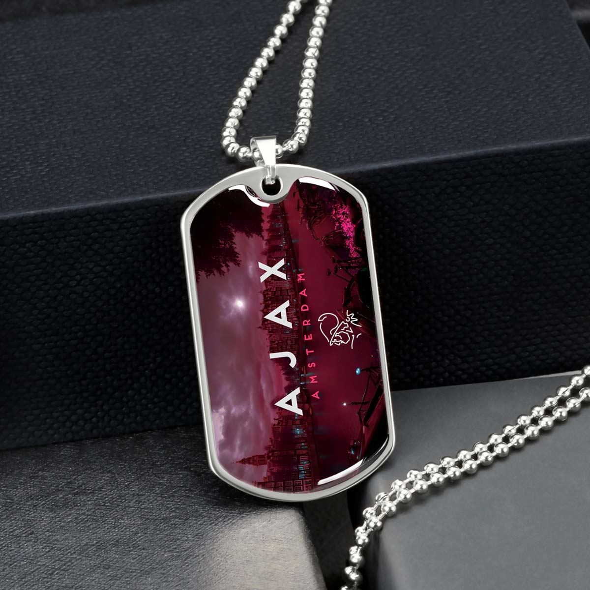 Soccer Dog Tag Necklace - SCD035 - Ajax Amsterdam - Military Ball Chain