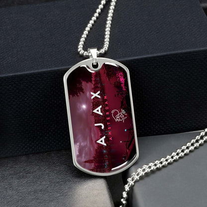 Soccer Dog Tag Necklace - SCD035 - Ajax Amsterdam - Military Ball Chain