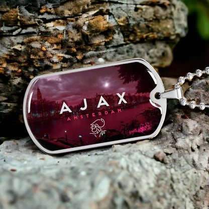 Soccer Dog Tag Necklace - SCD035 - Ajax Amsterdam - Military Ball Chain