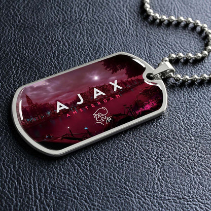 Soccer Dog Tag Necklace - SCD035 - Ajax Amsterdam - Military Ball Chain