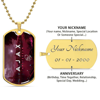 Soccer Dog Tag Necklace - SCD035 - Ajax Amsterdam - Military Ball Chain