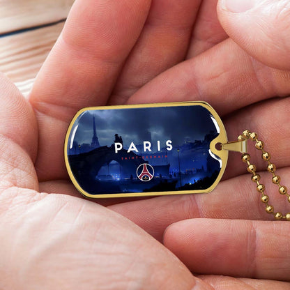 Soccer Dog Tag Necklace - SCD036 - Paris Saint Germain (PSG) - Military Ball Chain