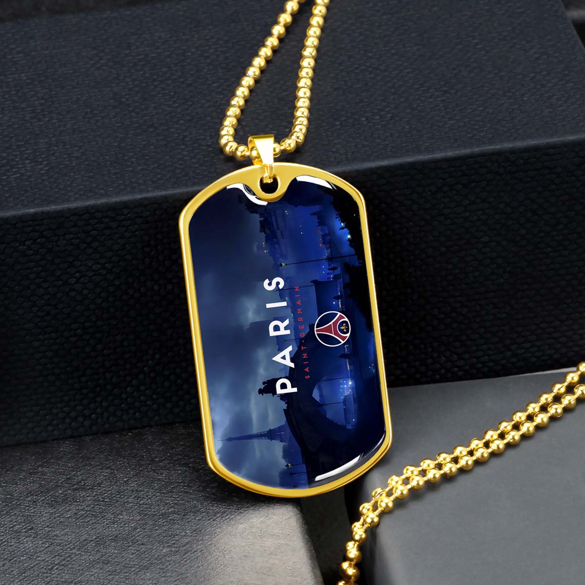 Soccer Dog Tag Necklace - SCD036 - Paris Saint Germain (PSG) - Military Ball Chain