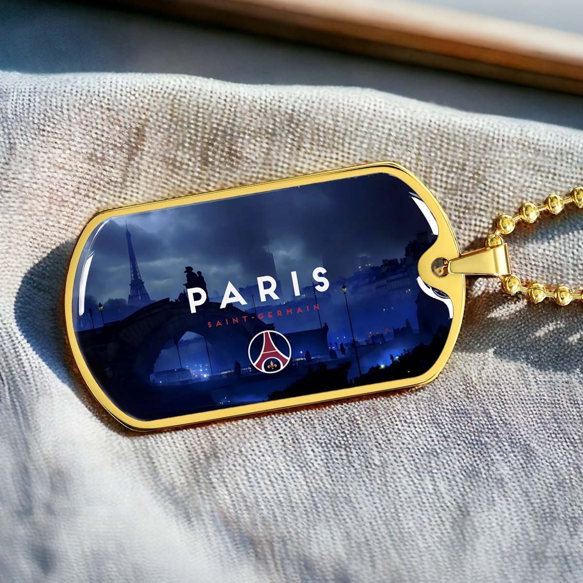 Soccer Dog Tag Necklace - SCD036 - Paris Saint Germain (PSG) - Military Ball Chain
