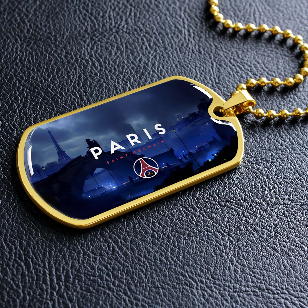 Soccer Dog Tag Necklace - SCD036 - Paris Saint Germain (PSG) - Military Ball Chain