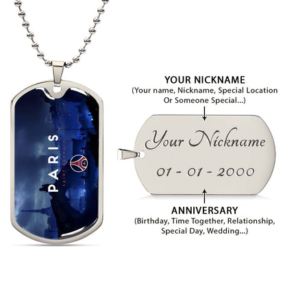 Soccer Dog Tag Necklace - SCD036 - Paris Saint Germain (PSG) - Military Ball Chain