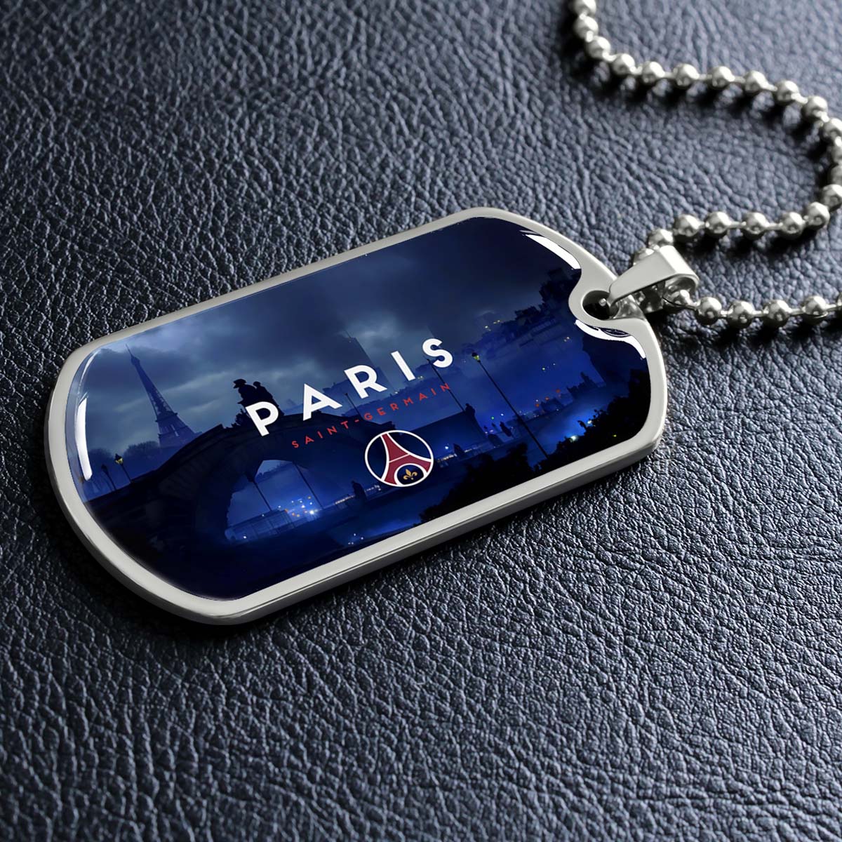Soccer Dog Tag Necklace - SCD036 - Paris Saint Germain (PSG) - Military Ball Chain