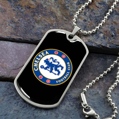 Soccer Dog Tag Necklace - SCD037 - Chelsea FC - Football Club - Military Ball Chain