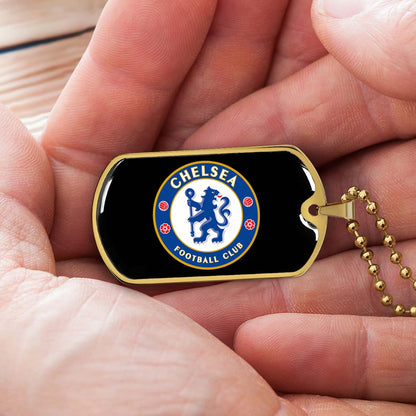 Soccer Dog Tag Necklace - SCD037 - Chelsea FC - Football Club - Military Ball Chain