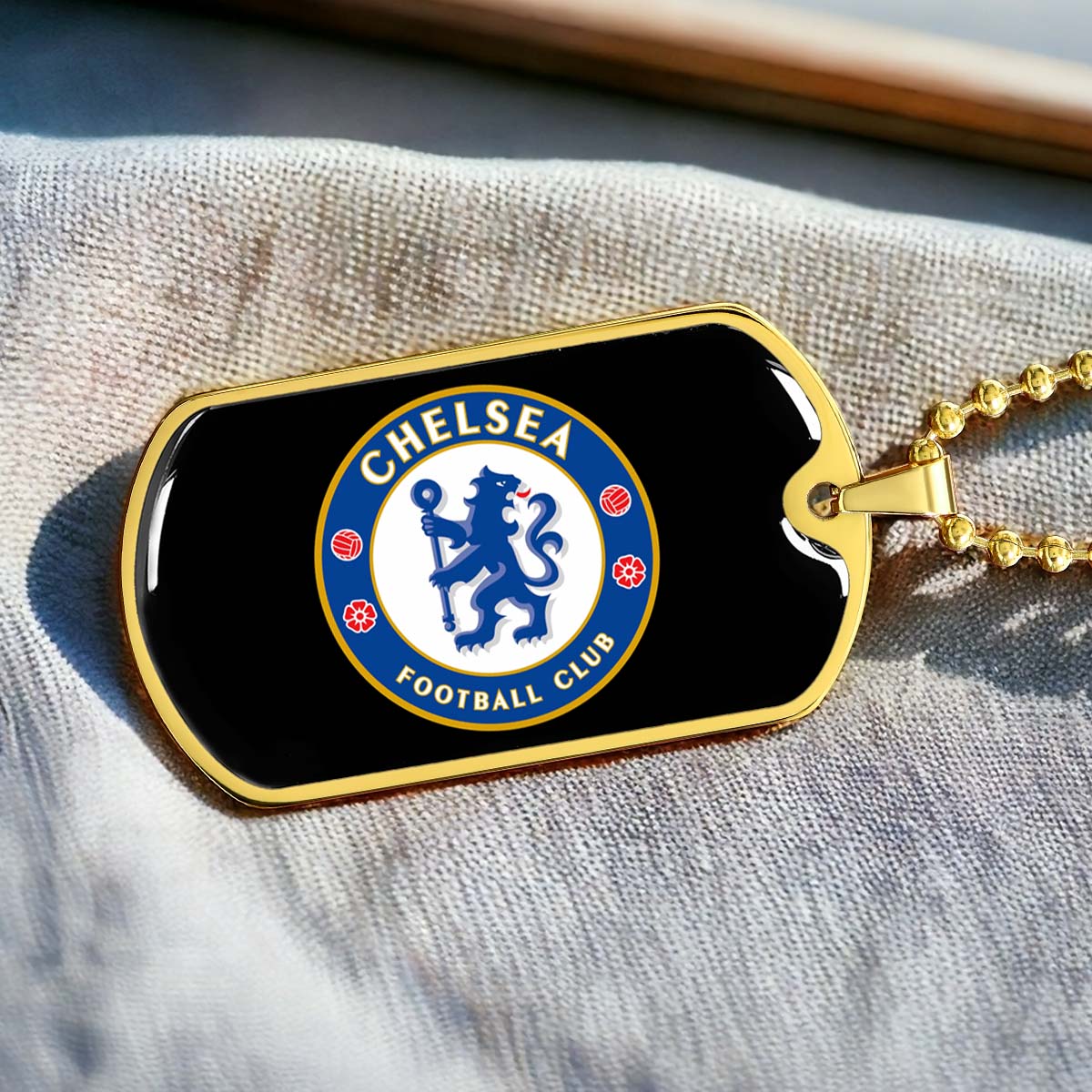Soccer Dog Tag Necklace - SCD037 - Chelsea FC - Football Club - Military Ball Chain