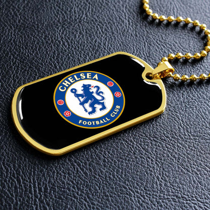 Soccer Dog Tag Necklace - SCD037 - Chelsea FC - Football Club - Military Ball Chain