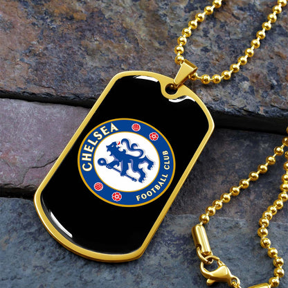Soccer Dog Tag Necklace - SCD037 - Chelsea FC - Football Club - Military Ball Chain