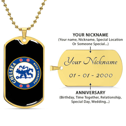 Soccer Dog Tag Necklace - SCD037 - Chelsea FC - Football Club - Military Ball Chain