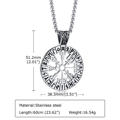 Viking - Viking Compass Necklaces for Men, Stainless Steel Viking - Hollow Sailing Guide Pendant with Box Chain, Nordic Vegvisir Rune Amulet