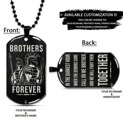 Spartan Dog Tag - Brothers Forever - Call On Me Brother - Spartan Warrior - Sparta - Leonidas - Gladiator - Spartan Necklace - Engrave Dog Tag