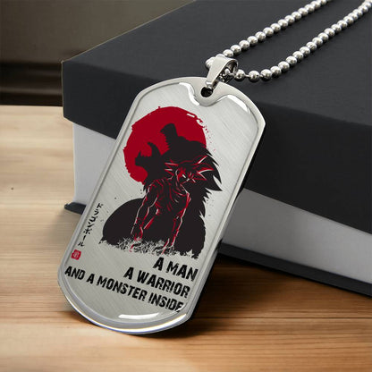 Dragon Ball - A Man - A Warrior - A Monster Inside - Goku - Dragon Ball Dog Tag - Military Ball Chain - Luxury Dog Tag