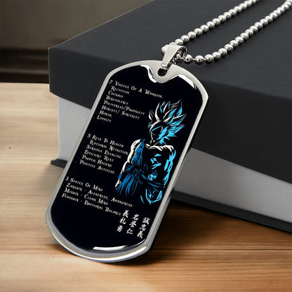 Dragon Ball - 7 5 3 CODE - Goku - Supper Saiyan Blue - Black Dog Tag - Dragon Ball Dog Tag - Military Ball Chain - Luxury Dog Tag