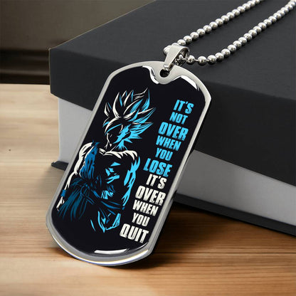 Dragon Ball - It's Not Over When You Lose - Goku - Supper Saiyan Blue - Black Dog Tag - Dragon Ball Dog Tag - Military Ball Chain - Luxury Dog Tag