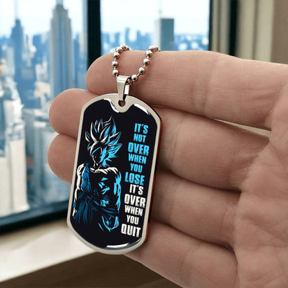 Dragon Ball - It's Not Over When You Lose - Goku - Supper Saiyan Blue - Black Dog Tag - Dragon Ball Dog Tag - Military Ball Chain - Luxury Dog Tag