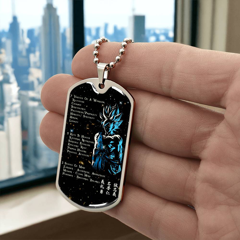 Dragon Ball - 7 5 3 CODE - Goku - Supper Saiyan Blue - Galaxy - Black Dog Tag - Dragon Ball Dog Tag - Military Ball Chain - Luxury Dog Tag