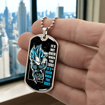 Dragon Ball - It's Not Over When You Lose - Vegeta - Supper Saiyan Blue - Galaxy - Black Dog Tag - Dragon Ball Dog Tag - Military Ball Chain - Luxury Dog Tag