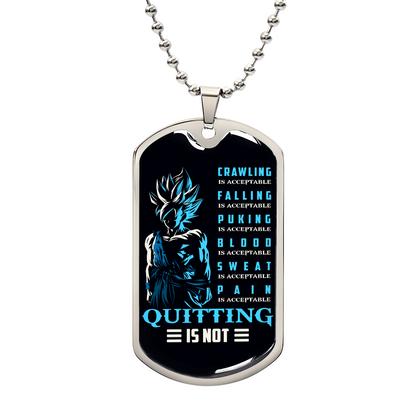 Dragon Ball - Quitting Is Not - Goku - Supper Saiyan Blue - Black Dog Tag - Dragon Ball Dog Tag.png - Military Ball Chain - Luxury Dog Tag