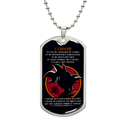 Dragon Ball - I Choose - Goku - Black Dog Tag - Dragon Ball Dog Tag - Military Ball Chain - Luxury Dog Tag