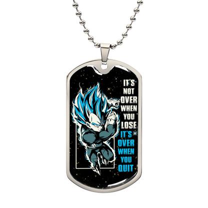Dragon Ball - It's Not Over When You Lose - Vegeta - Supper Saiyan Blue - Galaxy - Black Dog Tag - Dragon Ball Dog Tag - Military Ball Chain - Luxury Dog Tag