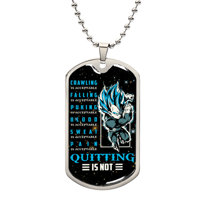 Dragon Ball - Quitting Is Not 2 - Vegeta - Supper Saiyan Blue - Galaxy - Black Dog Tag - Dragon Ball Dog Tag - Military Ball Chain - Luxury Dog Tag