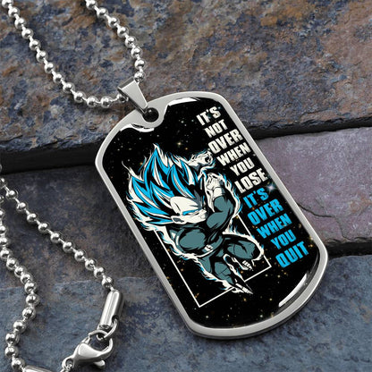 Dragon Ball - It's Not Over When You Lose - Vegeta - Supper Saiyan Blue - Galaxy - Black Dog Tag - Dragon Ball Dog Tag - Military Ball Chain - Luxury Dog Tag