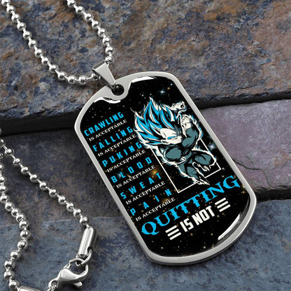 Dragon Ball - Quitting Is Not 2 - Vegeta - Supper Saiyan Blue - Galaxy - Black Dog Tag - Dragon Ball Dog Tag - Military Ball Chain - Luxury Dog Tag