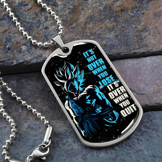Dragon Ball - It's Not Over When You Lose - Goku - Supper Saiyan Blue - Galaxy - Black Dog Tag - Dragon Ball Dog Tag - Military Ball Chain - Luxury Dog Tag