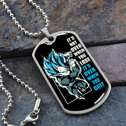 Dragon Ball - It's Not Over When You Lose - Vegeta - Supper Saiyan Blue - Black Dog Tag - Dragon Ball Dog Tag.png - Military Ball Chain - Luxury Dog Tag