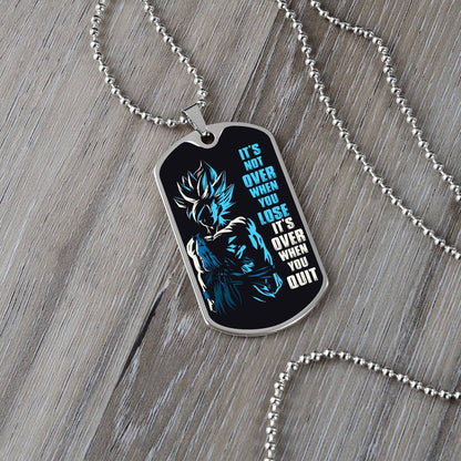 Dragon Ball - It's Not Over When You Lose - Goku - Supper Saiyan Blue - Black Dog Tag - Dragon Ball Dog Tag - Military Ball Chain - Luxury Dog Tag